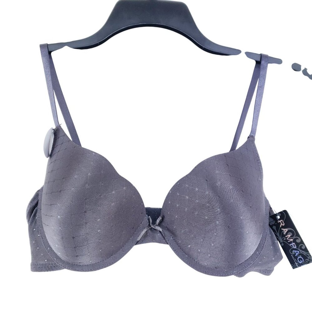 Rampage Push-Up Bra Size 38C Gray With Adjustable Straps & Underwire Support